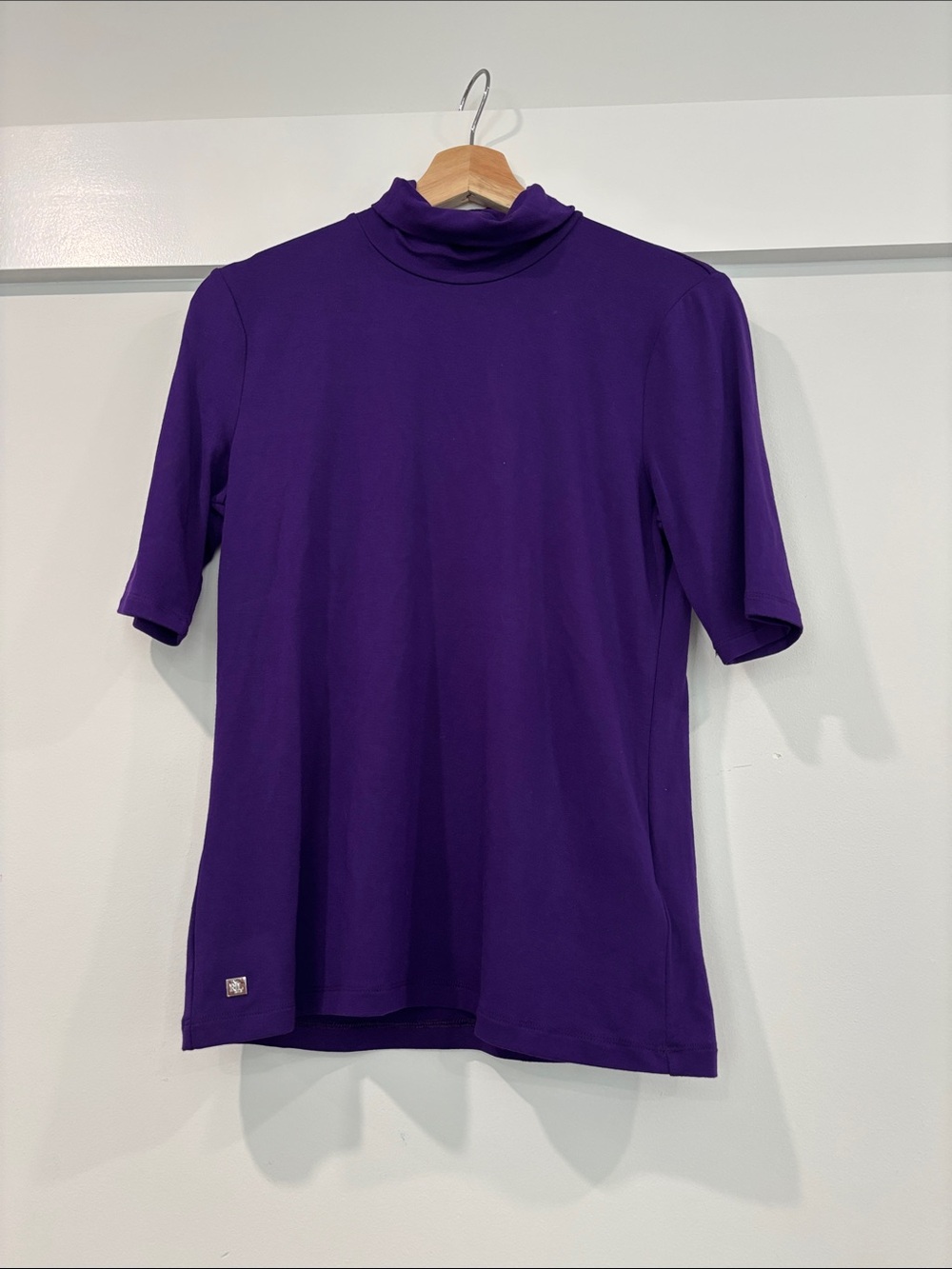 Lauren Ralph Lauren Purple Short-Sleeve Mock Neck Top